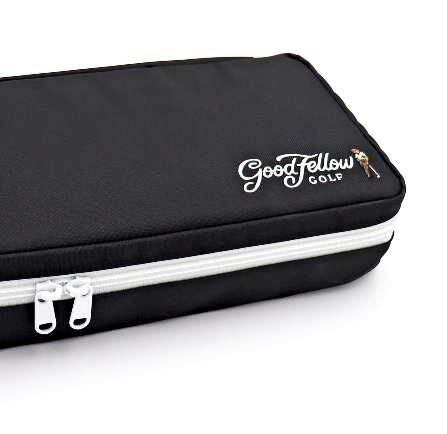 Black Merrymaker golf organizer with Good Fellow Golf logo on a white background