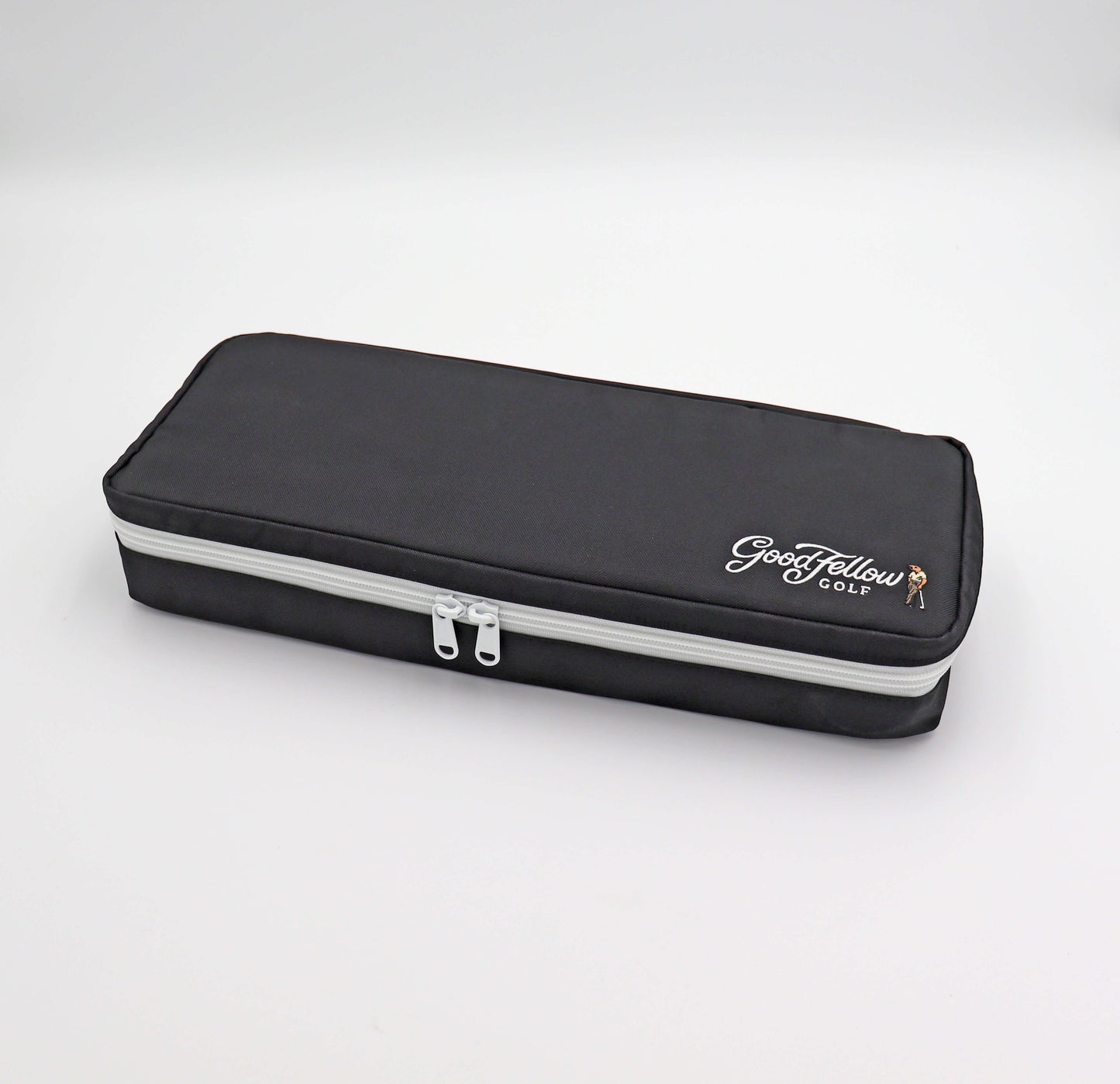 Black Merrymaker golf organizer with Good Fellow Golf logo on a white background