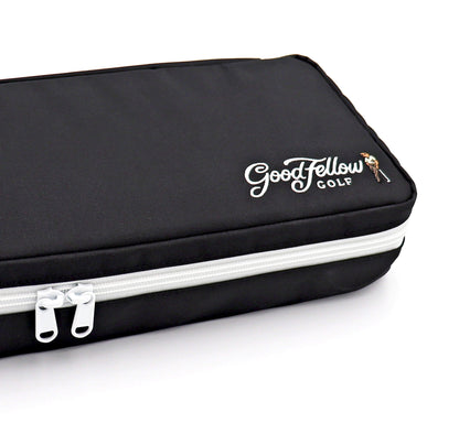 Black Merrymaker golf organizer with  Good Fellow Golf logo on a white background