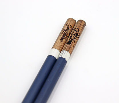 Close up product image of handcrafted hickory golf alignment sticks with custom Good Fellow Golf logos.