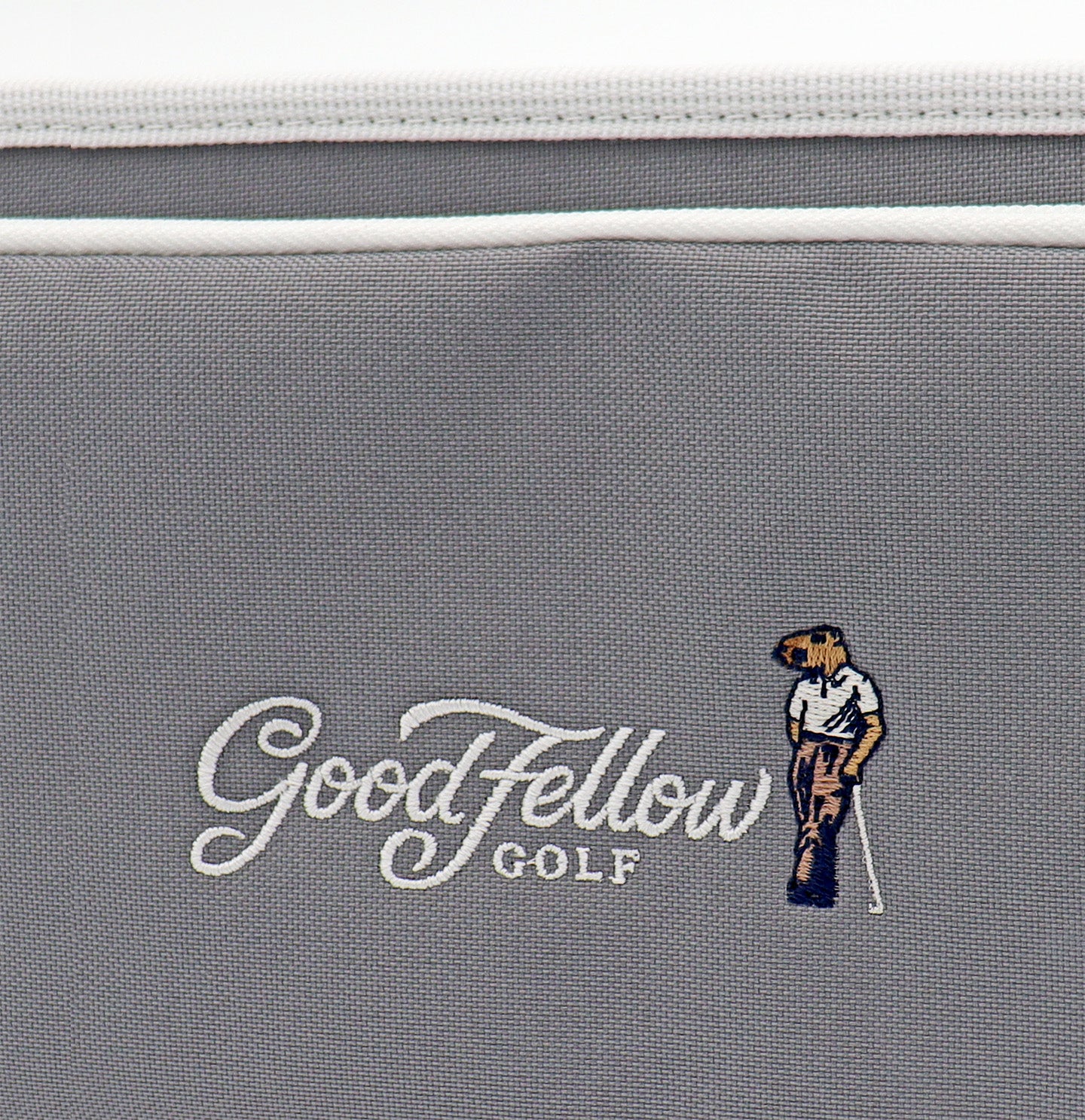 Close up detail product image of Good Fellow Golf’s Purist Golf Bag Organizer Accessory in grey.